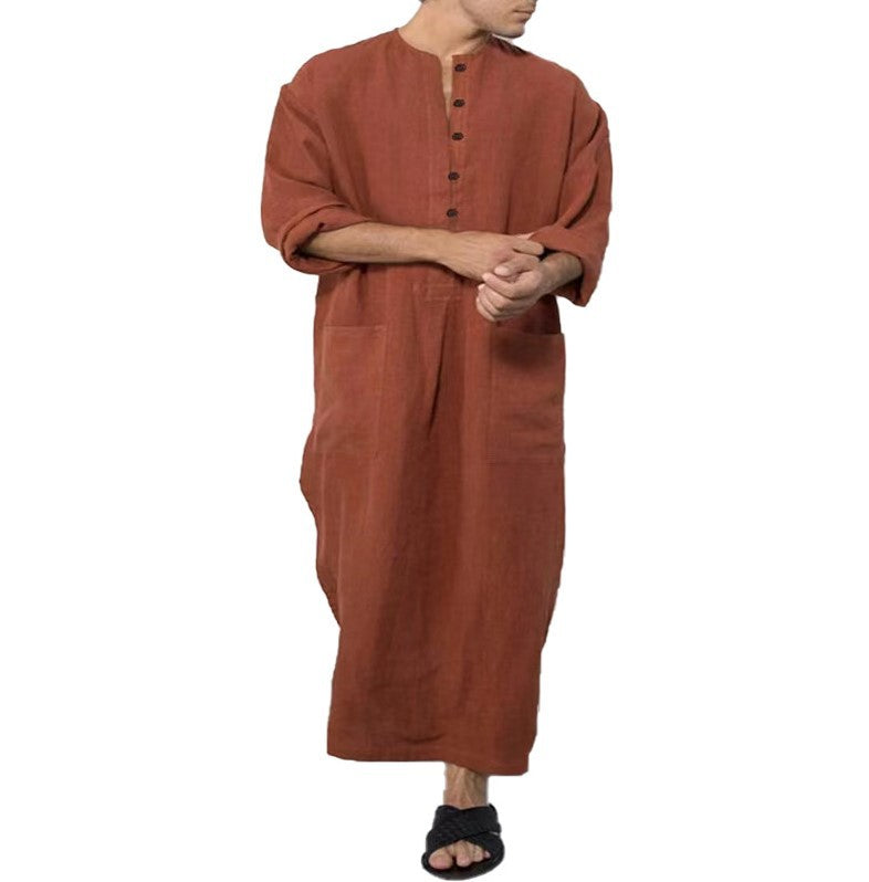Southeast Asia Muslim Men's Loose Long Sleeve Robe