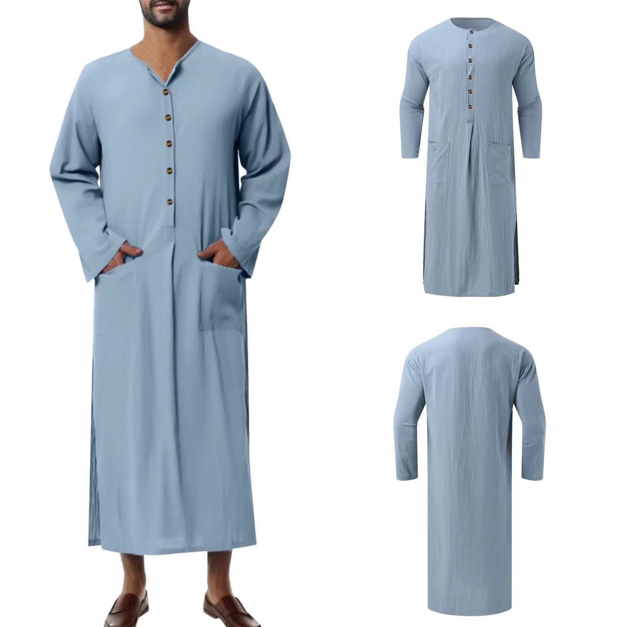 Southeast Asia Muslim Men's Loose Long Sleeve Robe