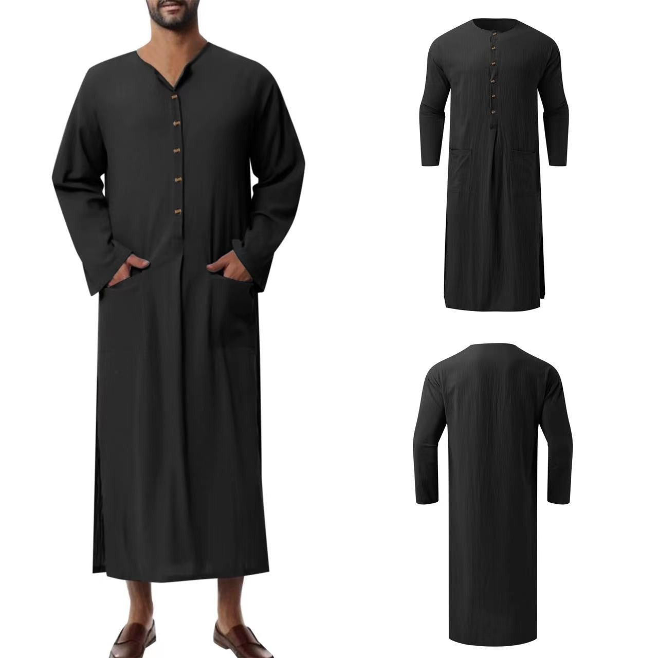Southeast Asia Muslim Men's Loose Long Sleeve Robe